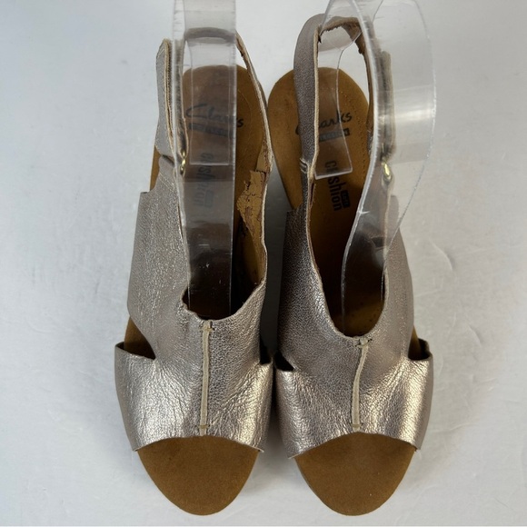 Clarks Bronze Wedge Sandals 7.5 - Picture 3 of 10